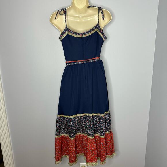 Jody T of California Vintage 70's Prairie Cottage Tier Floral Ruffle Midi Dress - Picture 7 of 16